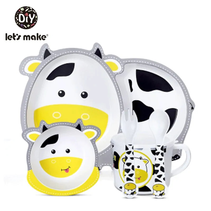 Children’s Bamboo Kitchen Utensils Dish Sets for Toddlers
