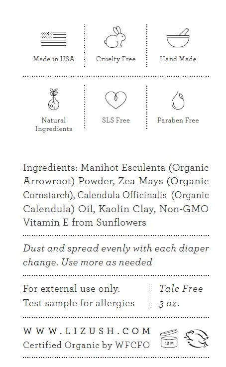 Lizush USDA Organic Baby Powder