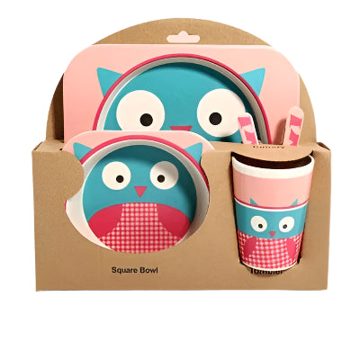 Children’s Bamboo Kitchen Utensils Dish Sets for Toddlers