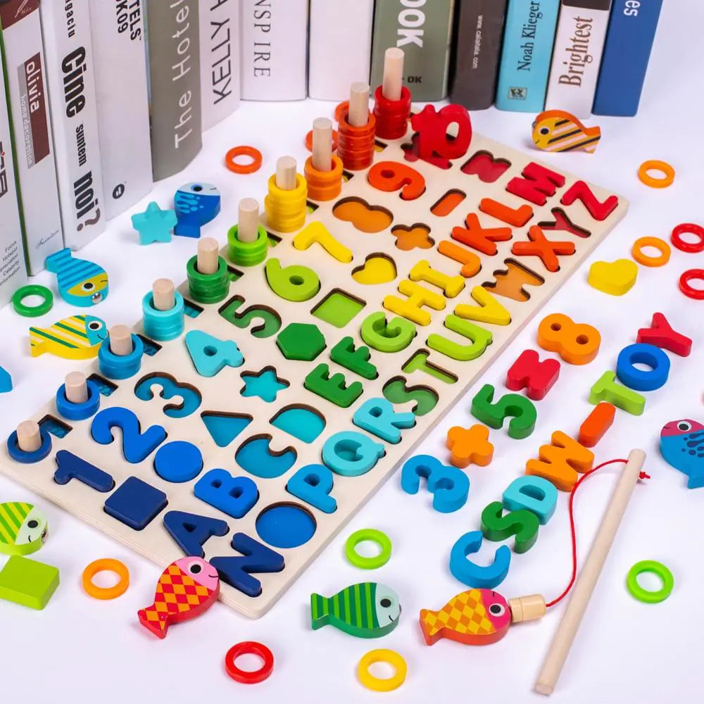 Multi Activity Children's Wooden Puzzles Board