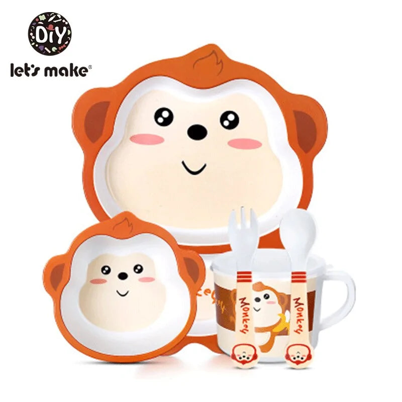 Children’s Bamboo Kitchen Utensils Dish Sets for Toddlers