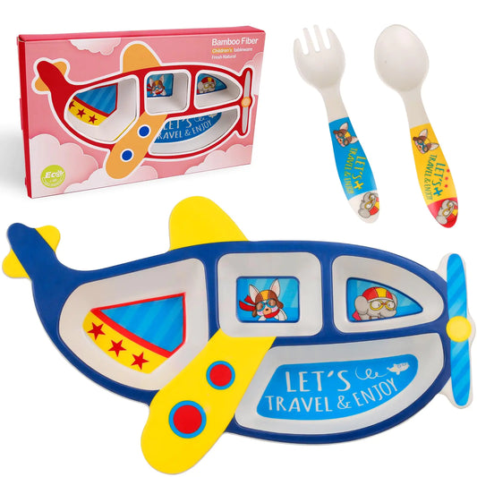Organic Baby Products: Bamboo Fiber 3 Piece Kids Dinnerware Set