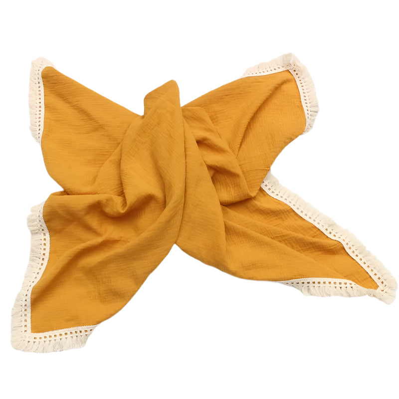 Organic Cotton Baby Tassel Blanket – Soft, Cozy & Perfect