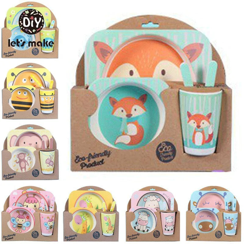 Children’s Bamboo Kitchen Utensils Dish Sets for Toddlers