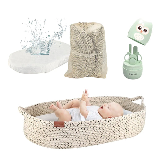 Organic Baby Changing Basket – Handwoven & Eco-Friendly Nursery Essential.