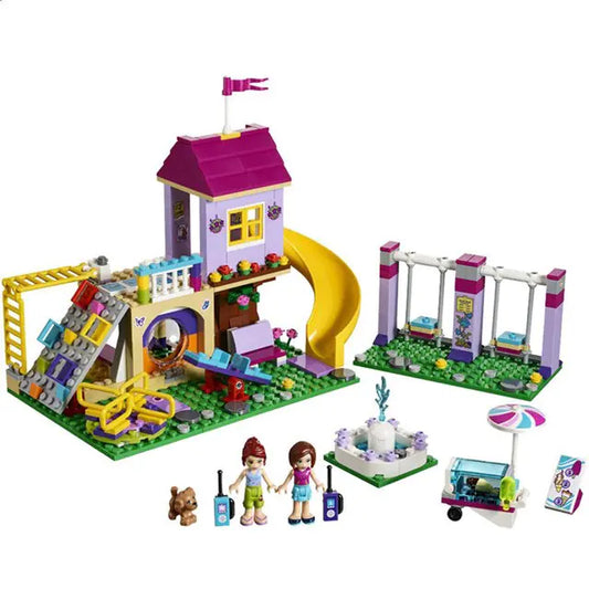 Recycled building blocks colorful playground set.