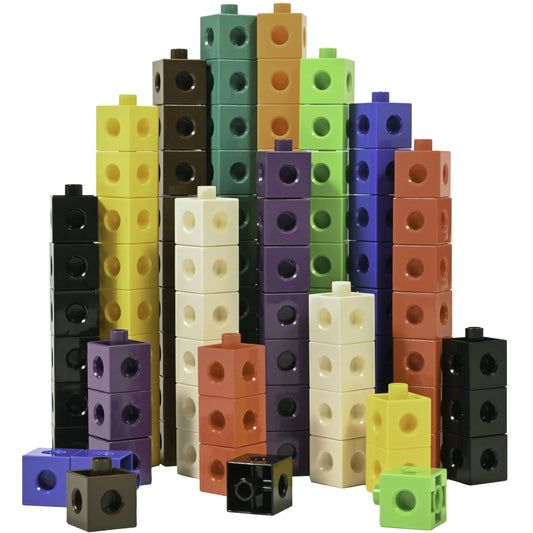 Recycled plastic linking toys. 100-piece set of colorful Edx education block toys.