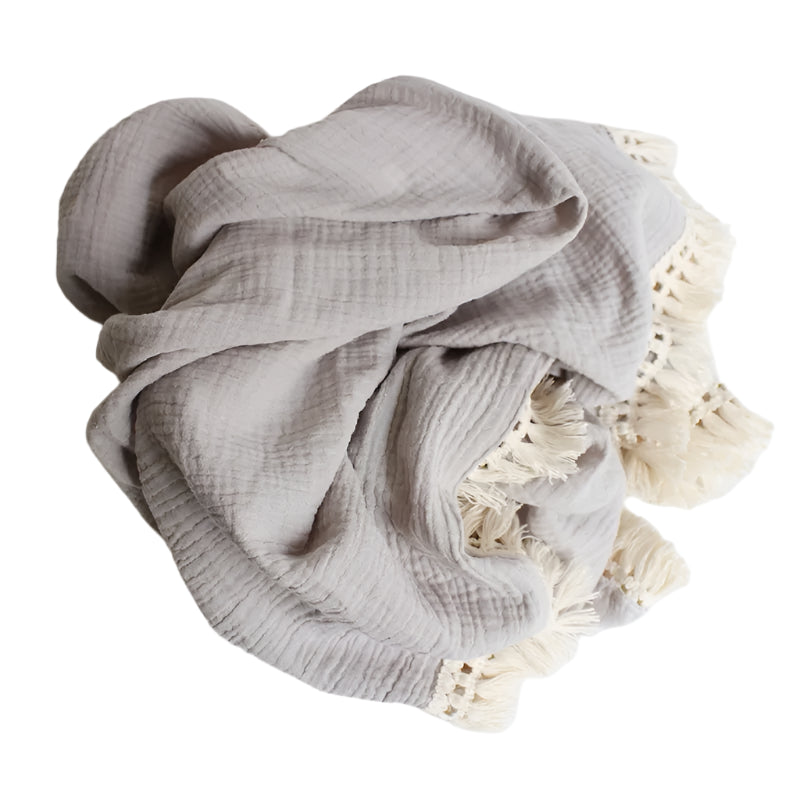 Organic Cotton Baby Tassel Blanket – Soft, Cozy & Perfect