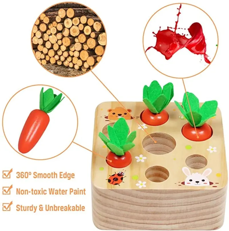 Montessori Wooden Carrot Sorting Toy – Eco-Friendly Learning Through Play