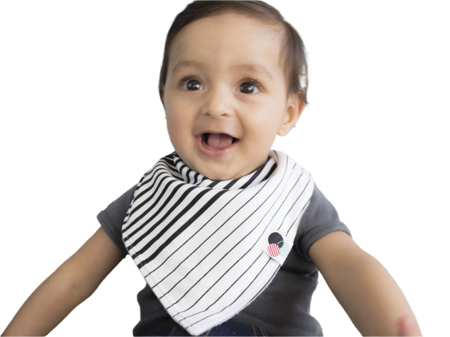 Organic Cotton Baby Bandana Bib - Black + White Striped