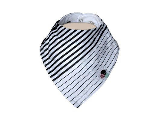 Organic Cotton Baby Bandana Bib - Black + White Striped