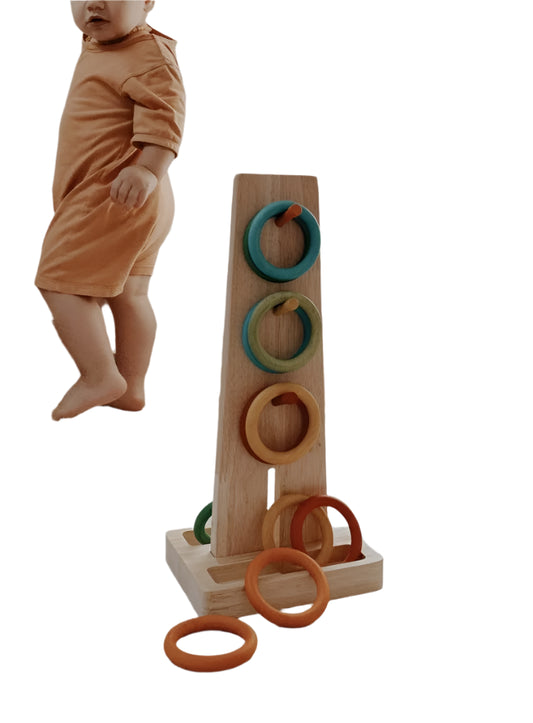 QToys Australia Montessori Wooden Ring Toss Game – Eco-Friendly, Educational Toy for Active Learning and Development