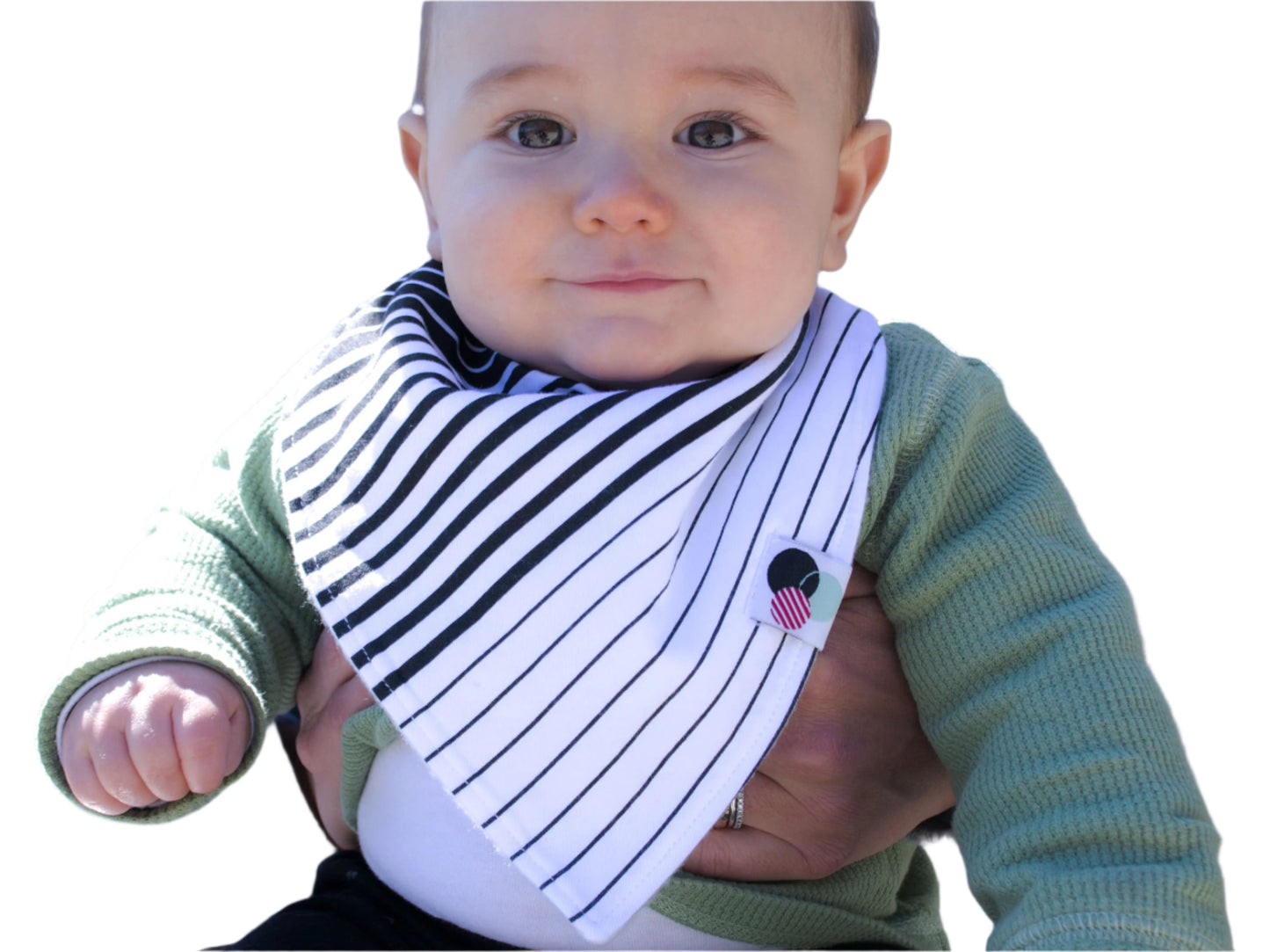 Organic Cotton Baby Bandana Bib - Black + White Striped