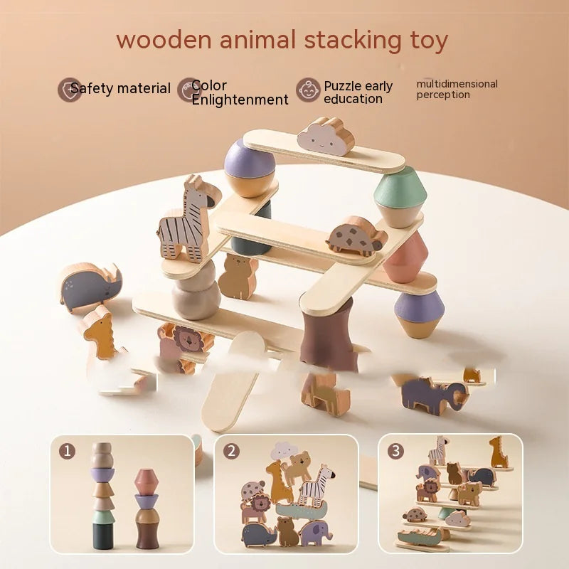 Wooden Animal Stacking Balance Toy – Fun & Educational Playtime