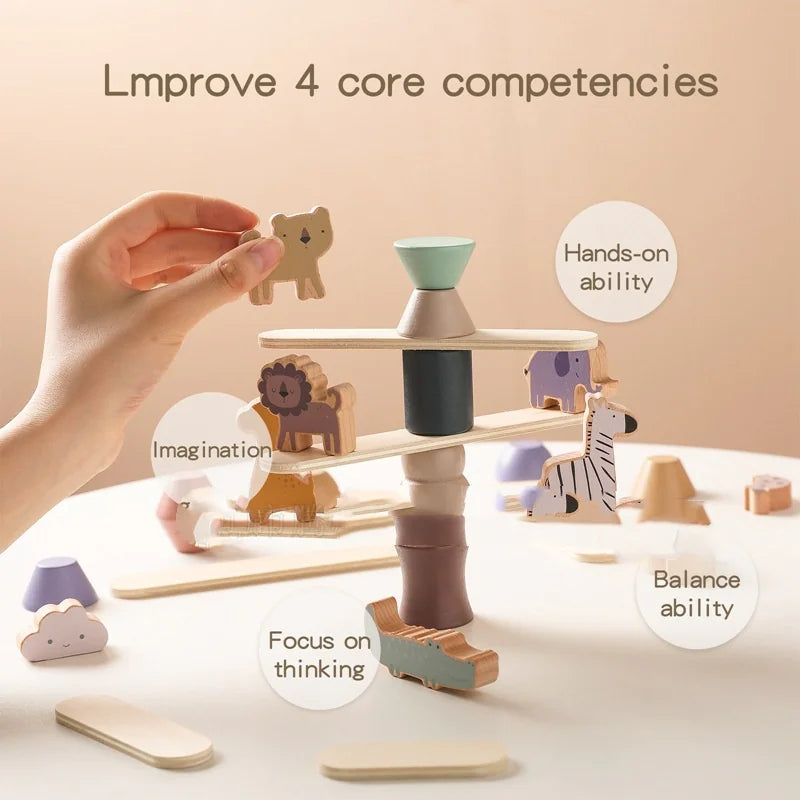 Wooden Animal Stacking Balance Toy – Fun & Educational Playtime